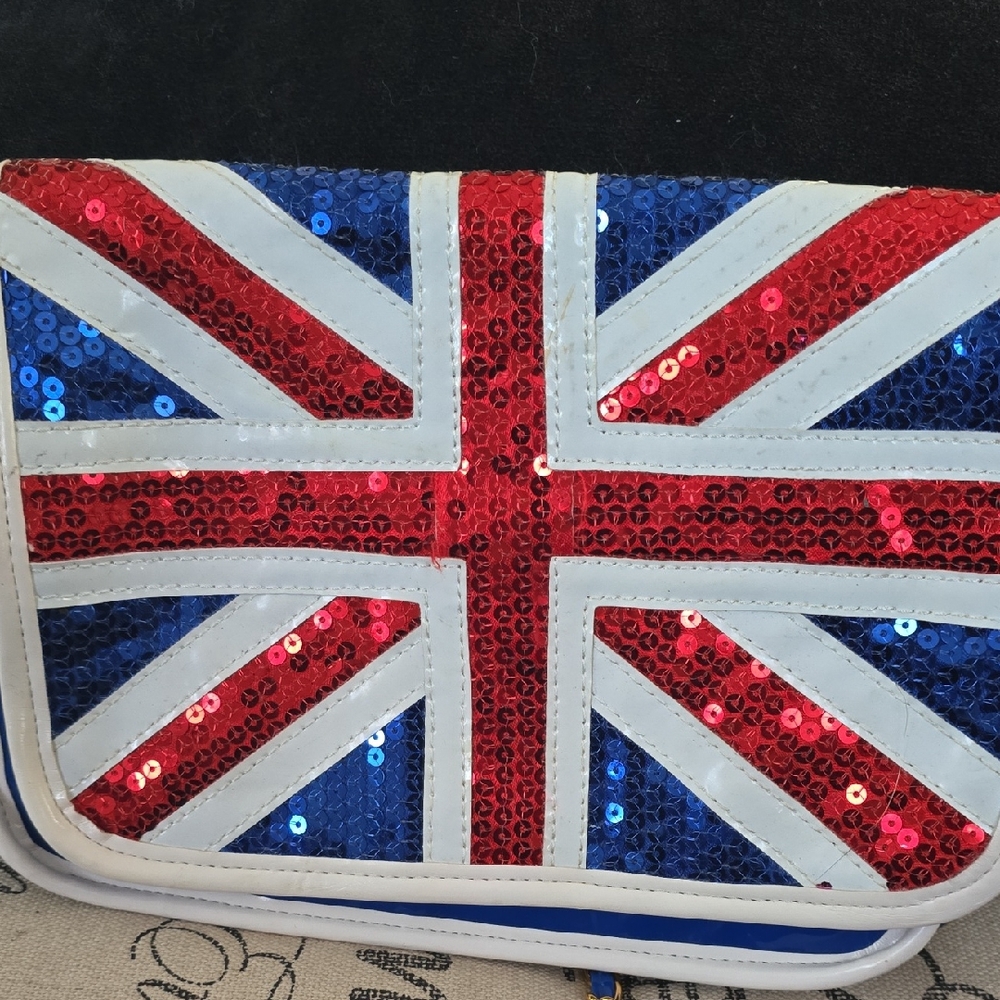 Union Jack Sequin Clutch